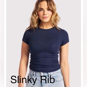 Nuuds Navy Blue Slinky Rib Tee